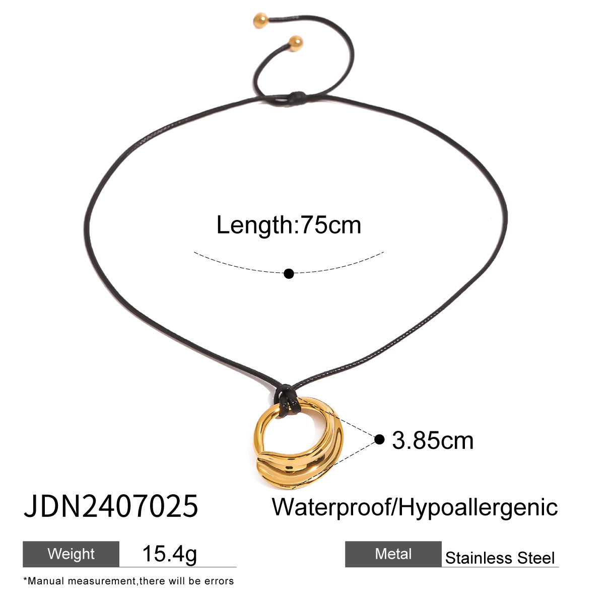Jie Ding Black Rope Titanium Steel Necklace Niche Design Clavicle Chain Hot Style Stainless Steel