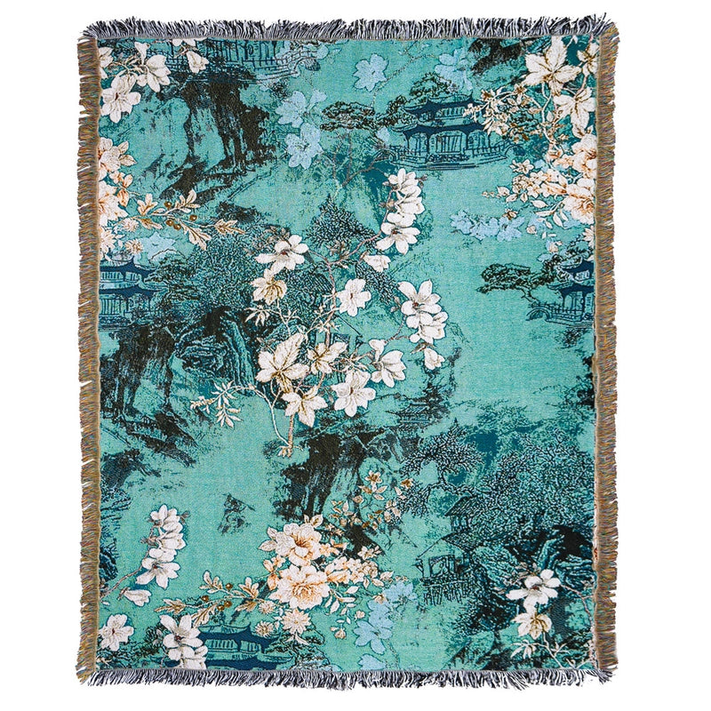 Elegant Classical Pastoral Floral Cotton Polyester Blanket Couch & Sofa Decor
