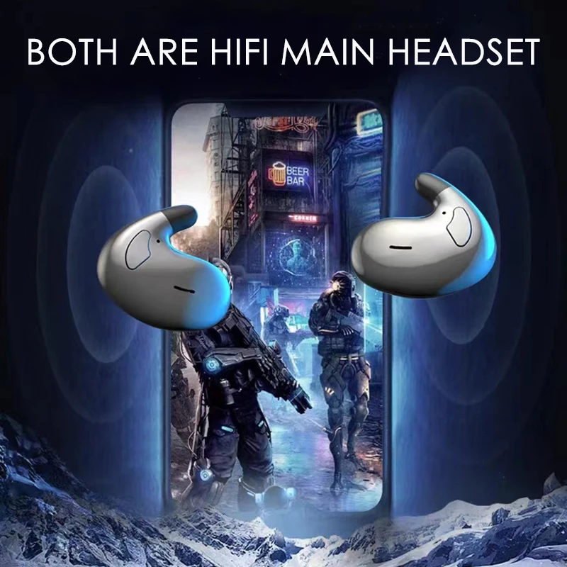 Ultra-thin Sleeping Headphones 5.3 Wireless Bluetooth Headset Invisible Earbuds Hidden In Ear Button Sports Earphones Waterproof