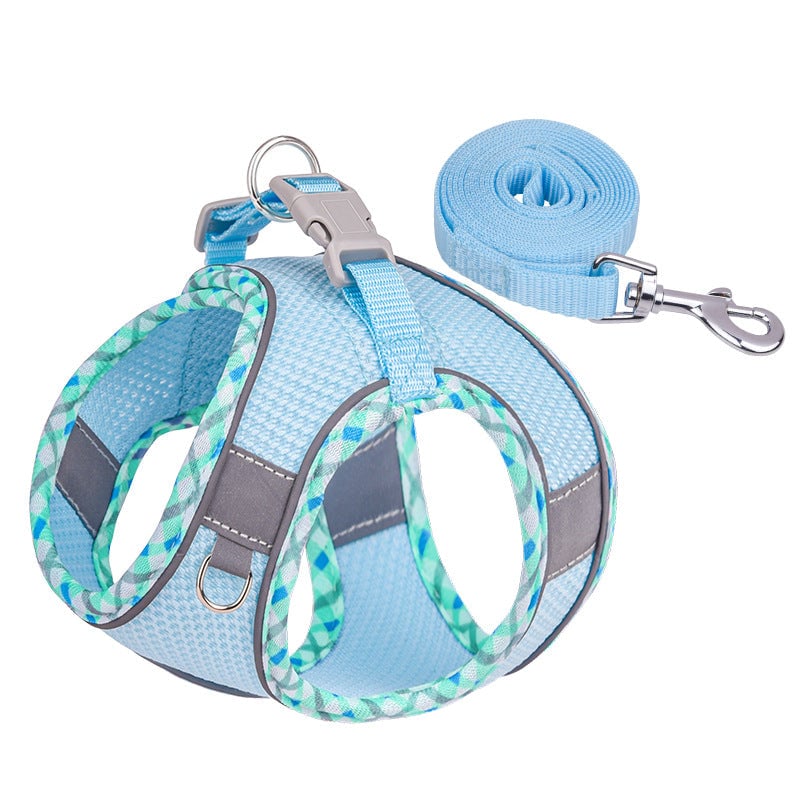Reflective Plaid Breathable Dog Harness&Leash