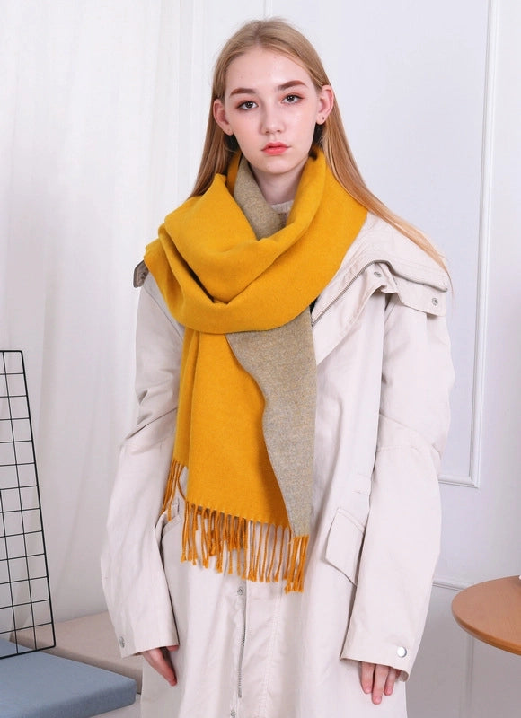 Autumn And Winter New Thickened Cashmere Double-Sided Scarf Women's Popular Versatile Color Matching Shawl Scarf