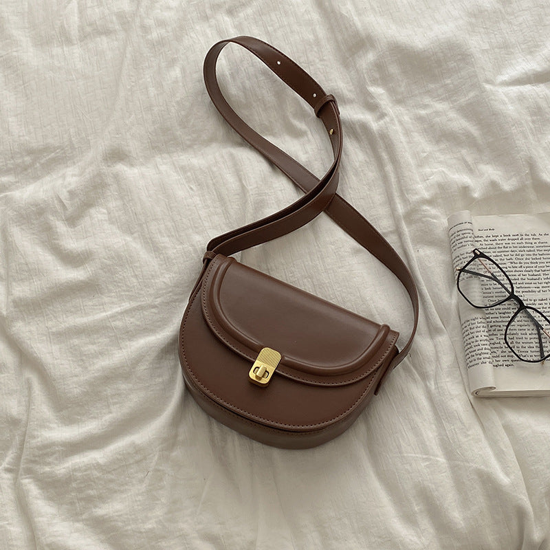 Retro Textured  Saddle Crossbody Bag