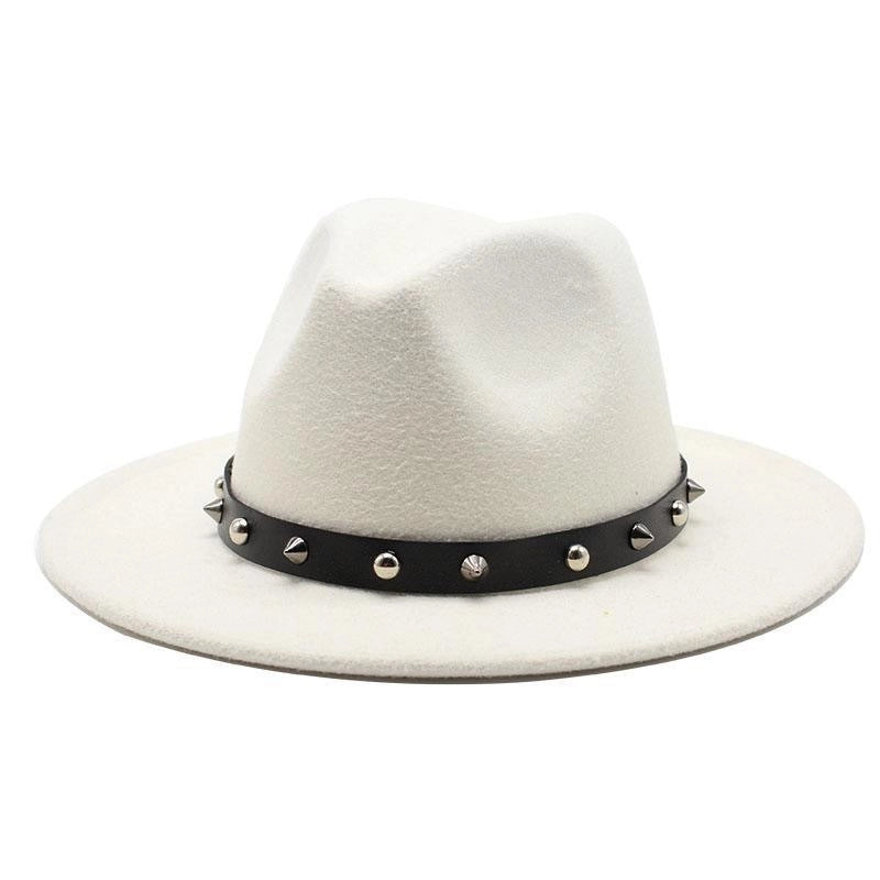 New Decorative Big Brim Jazz Hat  Personalized Top Hat Autumn And Winter Woolen Hat Western Cowboy Hat