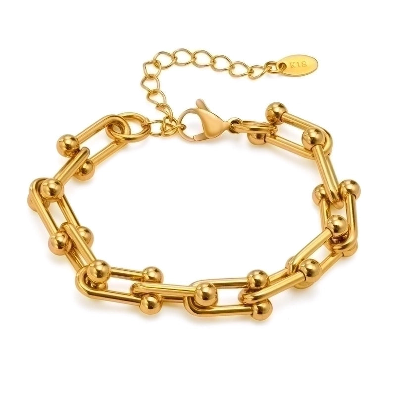 Solid Color 304 Stainless Steel 18K Gold Plated Bracelets In Bulk