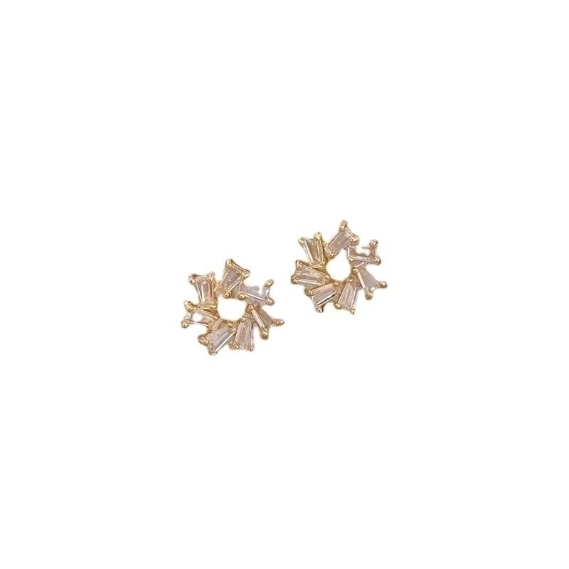 Copper Minimalist Plating Inlay Rhombus Bow Knot Zircon Jewelry Set