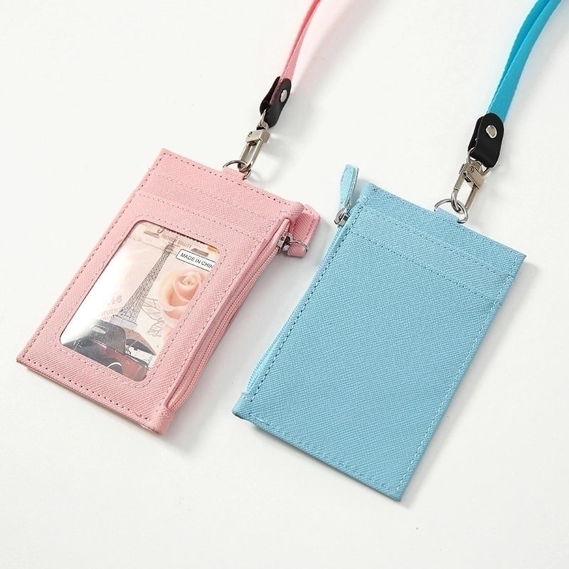 Unisex Solid Color Pu Leather Zipper Card Holders