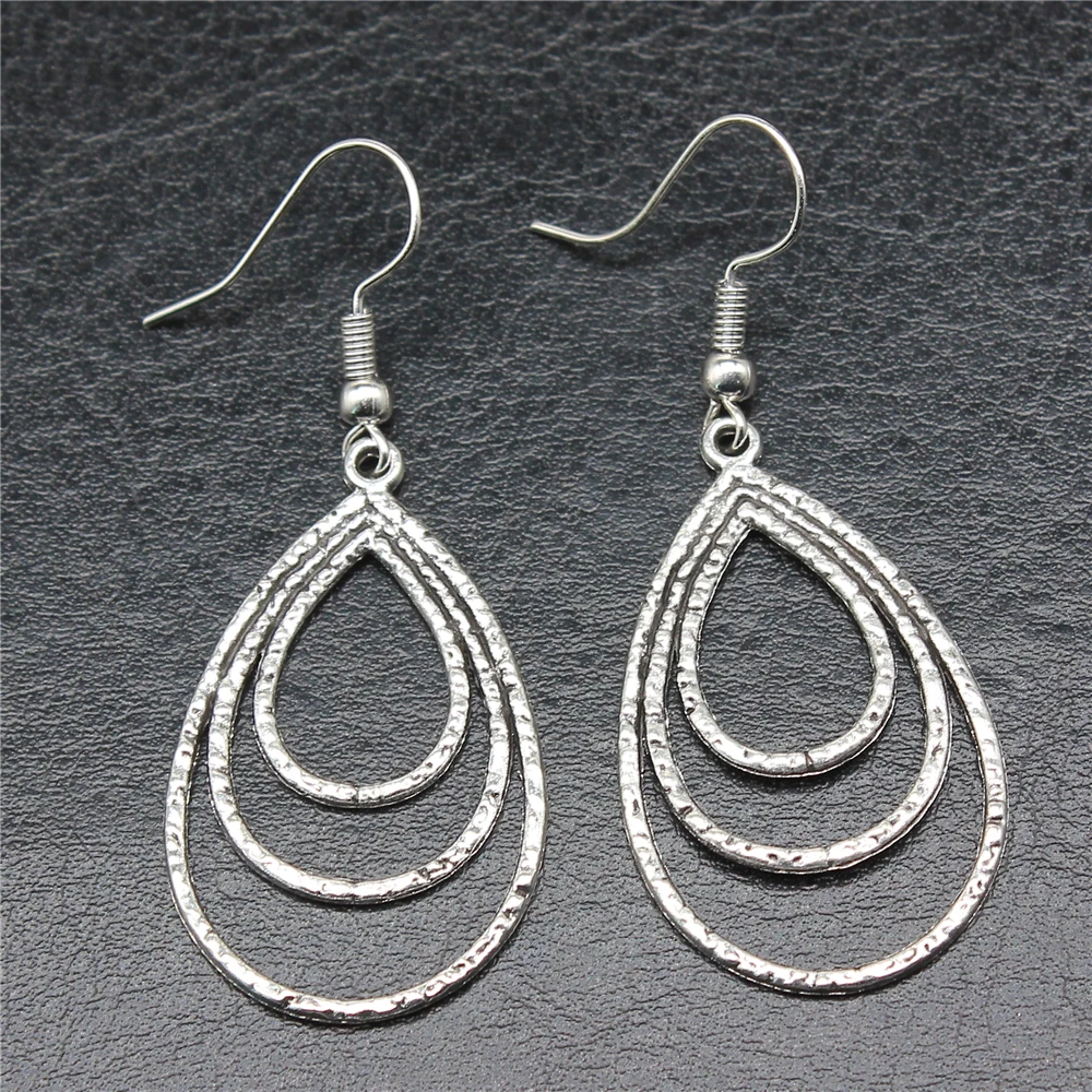 WYSIWYG Antique Silver Plated Antique Bronze Plated Triple Drop Earrings Pendant Earring Connector Earrings E-ABD-C14110