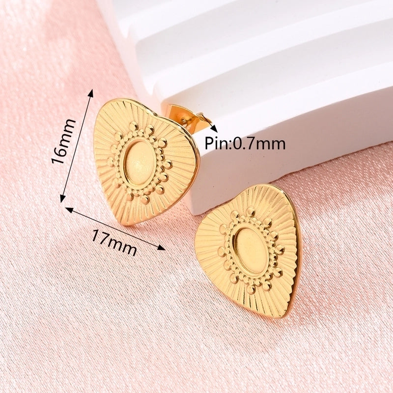 1 Pair/Package Modern Style Minimalist Pentagram Heart Shape Simple Handmade Three-dimensional Pleated 304 Stainless Steel Ear Studs