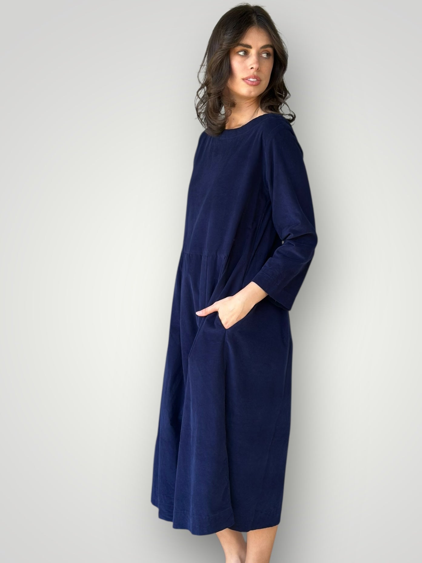 laura dress-indigo cord