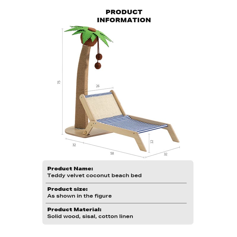 Wood coconut tree lounge chair cat bed dog bed cat scratching post toy pet nest