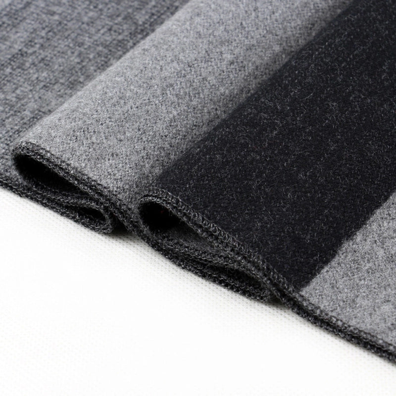 Middle-aged And Elderly Men's Scarf Winter Warm Thick Brushed Striped Scarf Men's Cotton Grandpa Gift Scarf