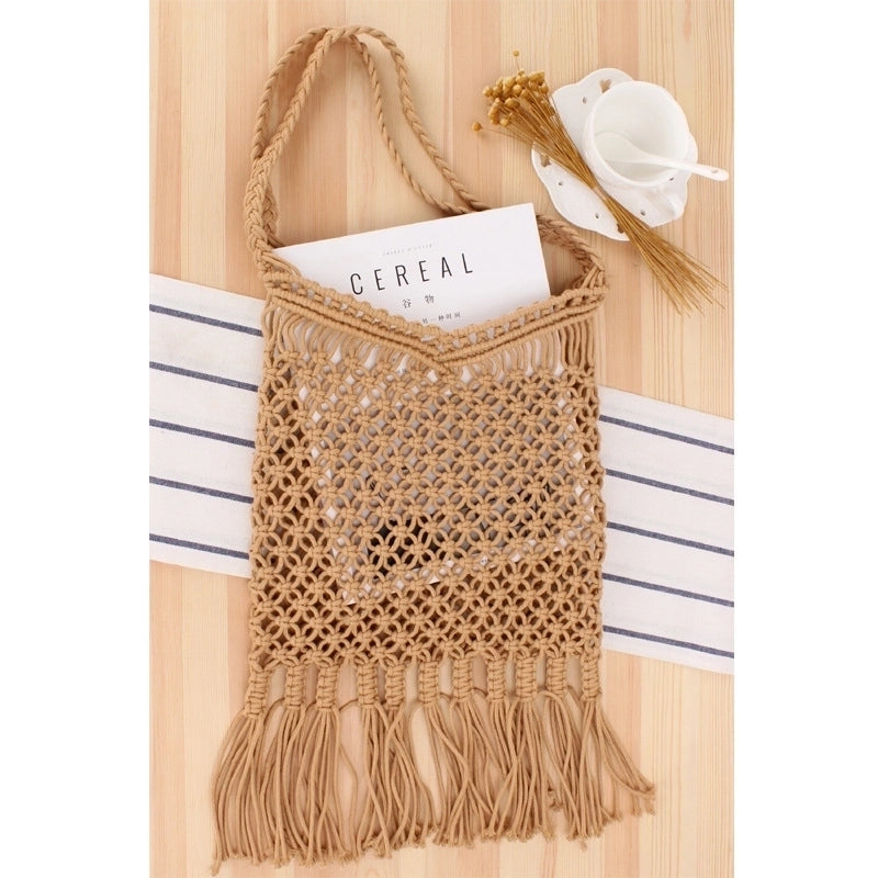 Women's Vacation Beach Solid Color Cotton Shopping Bags