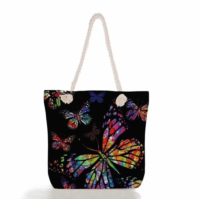 Women'S Vacation Butterfly Canvas Shopping Bags