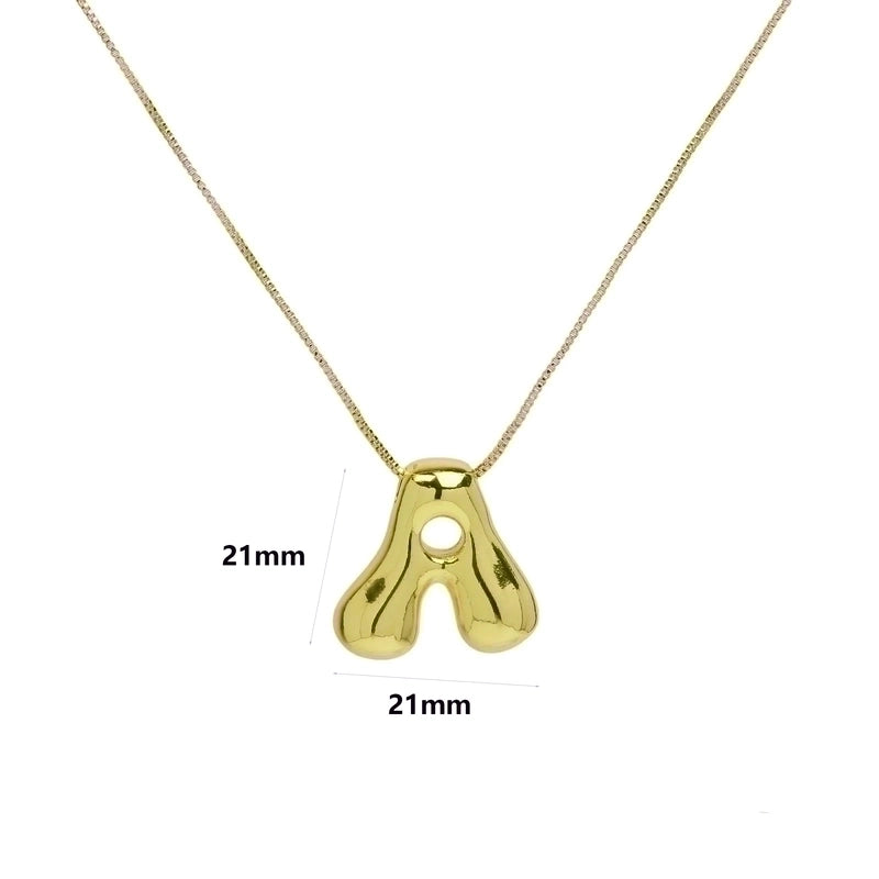 Copper 18K Gold Plated Minimalist Letter Plating Pendant Necklace