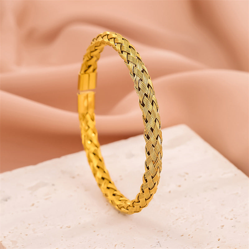 Minimalist Round Stainless Steel Electroplating Bangles