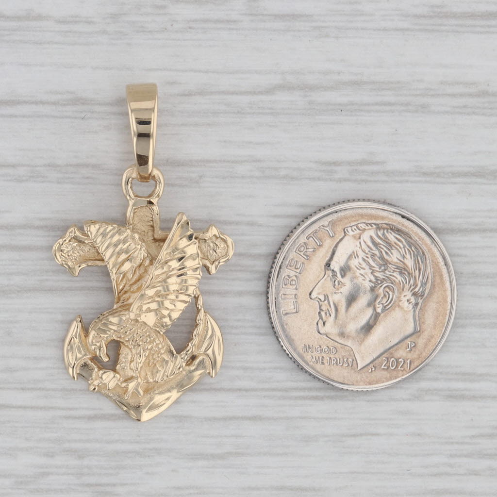 Eagle Anchor Pendant 14k Yellow Gold Nautical Patriotic