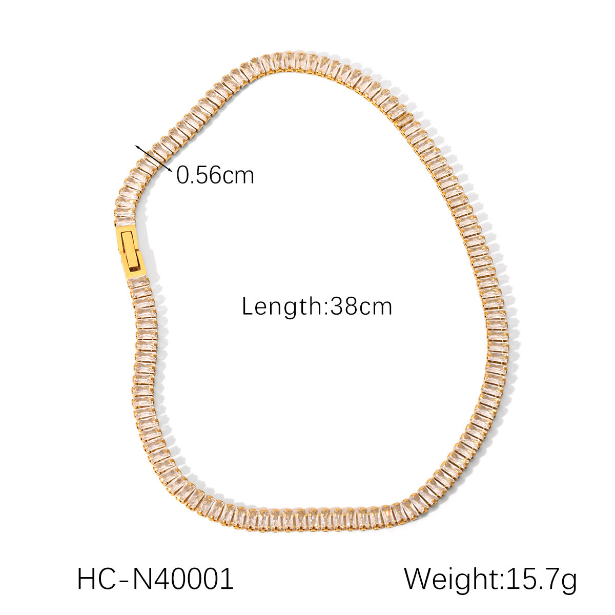 Ins Style Stainless Steel Inlaid Square Zircon Necklace Bracelet Clavicle Chain