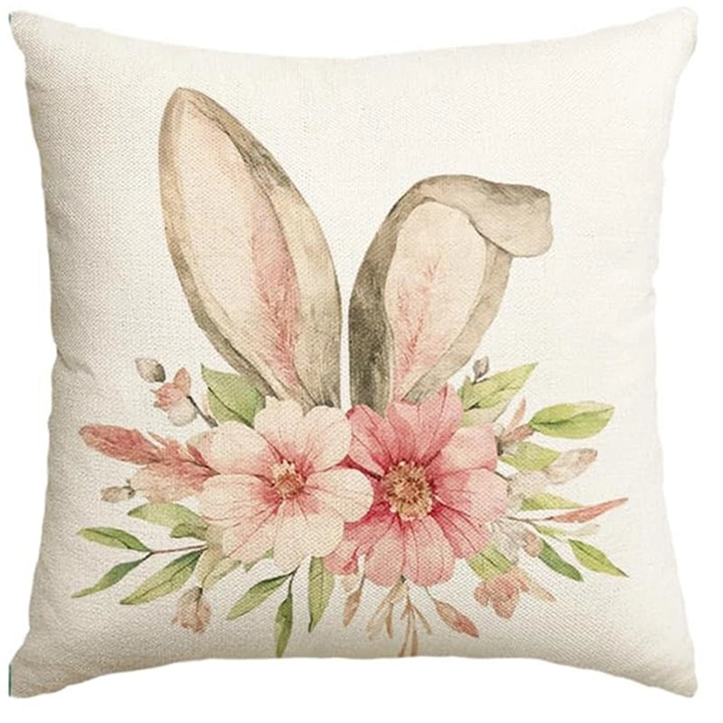 Easter Cute Classic Style Rabbit Letter Linen Pillow Cases Couch & Sofa Decor