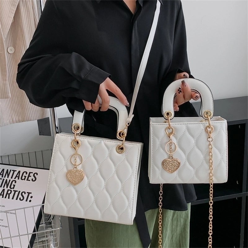 Women's Medium Pu Leather Lingge Fashion Square Zipper Crossbody Bag