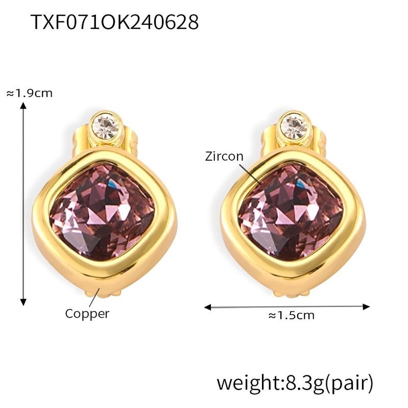 Minimalist Quadrilateral 304 Stainless Steel 18K Gold Plated Plating Earrings Necklace Jewelry Set