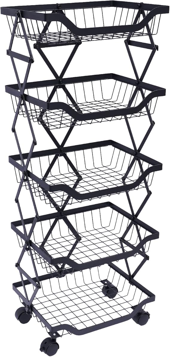 MULT-TIERS STACKABLE STORAGE CART WITH WHEELS