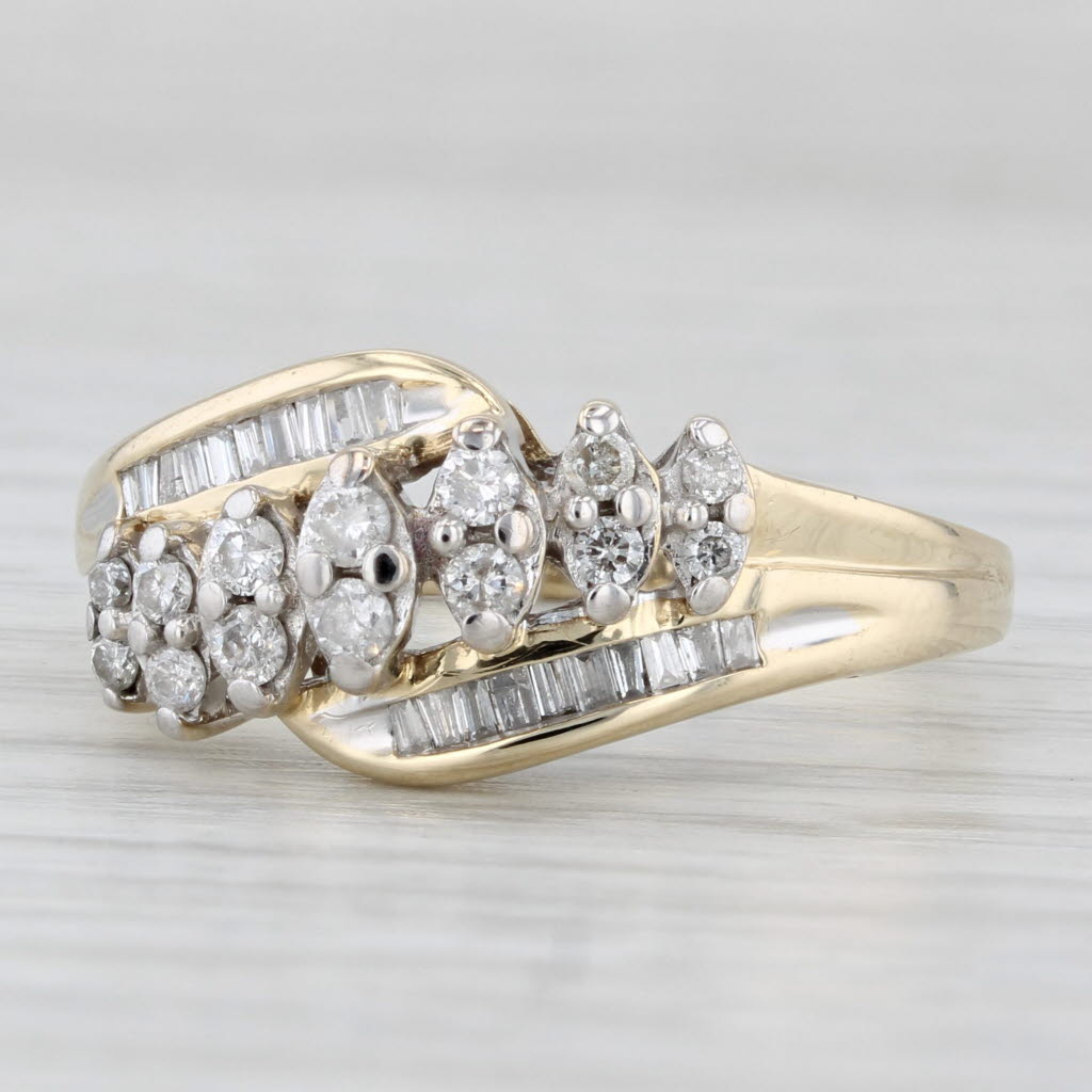 0.50ctw Tiered Diamond Bypass Ring 10k Yellow Gold Size 9