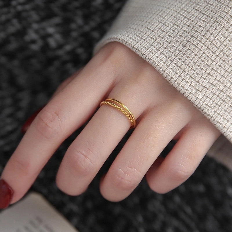Titanium Steel 18K Gold Plated Minimalist Plating Solid Color Titanium Steel Rings