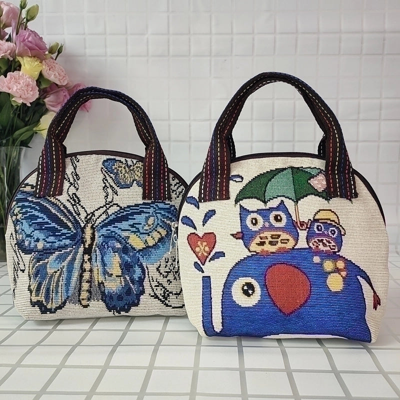 Women's Medium All Seasons Cotton And Linen Animal Fashion Shell Zipper Handbag