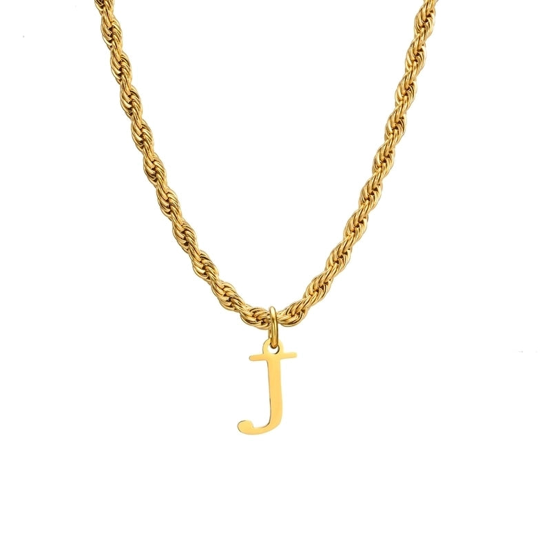 Minimalist Letter Stainless Steel Gold Plated Pendant Necklace
