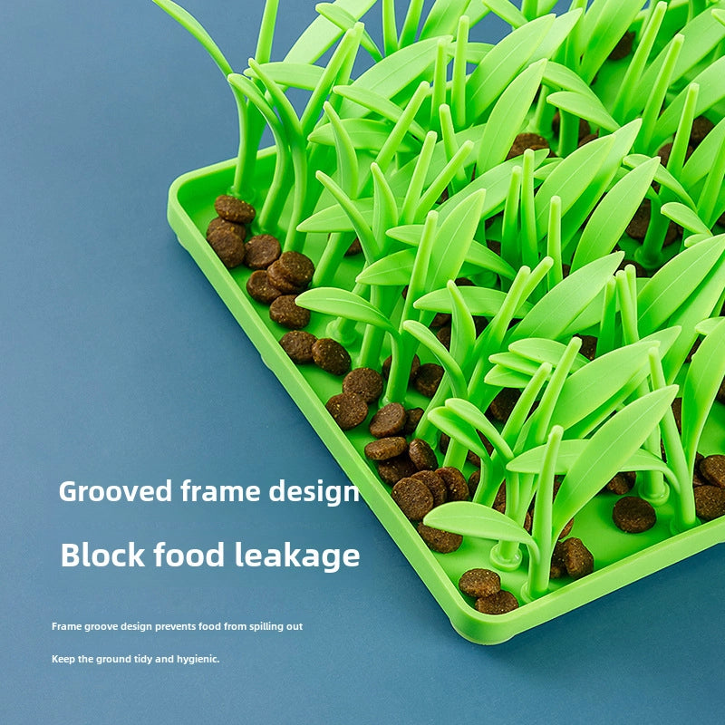 Pet Cat Dog Food Gare Silicone Slow Food Mat With Suction Cup Grass Silicone Foraging Mat