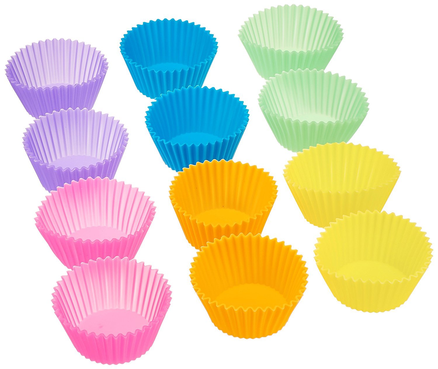 6 Pcs Cup Cake Mould Set Silicone – Multicolour Reusable Silicone Cupcake Moulds