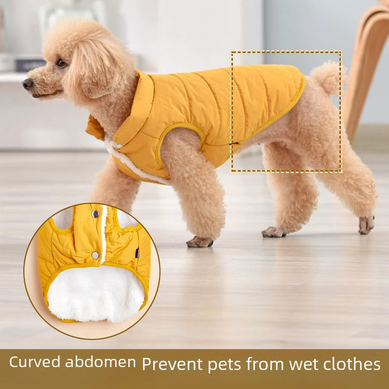 Autumn And Winter Pet Clothes With Velvet Padded Cotton-padded Jacket Teddy Bear Small And Medium-sized Dog Cotton-padded Jacket Warm Waterproof Vest