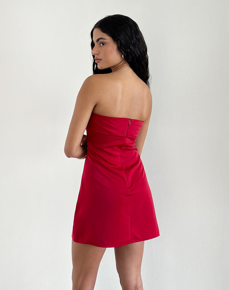 Ninivala Dress in Red with Black Rosette