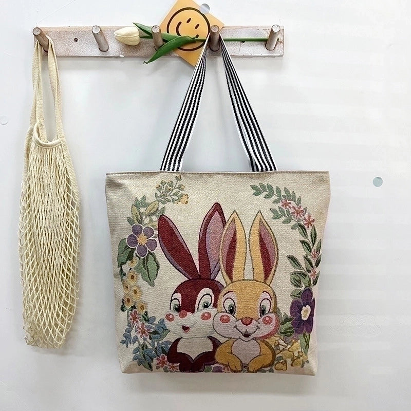 Women's Vintage Style Flower Canvas Shopping Bags