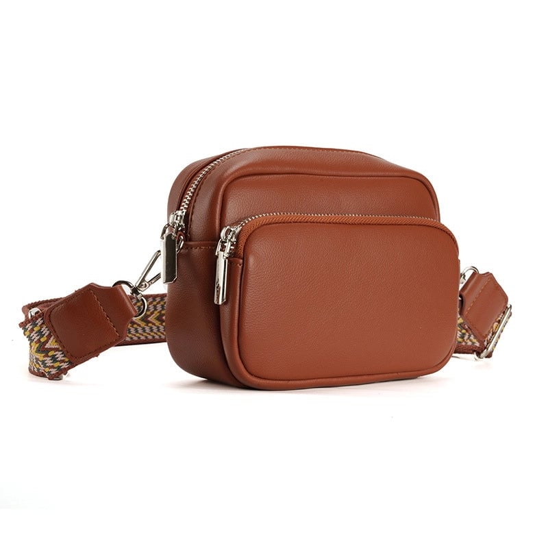 Women's Pu Leather Solid Color Basic Square Zipper Crossbody Bag