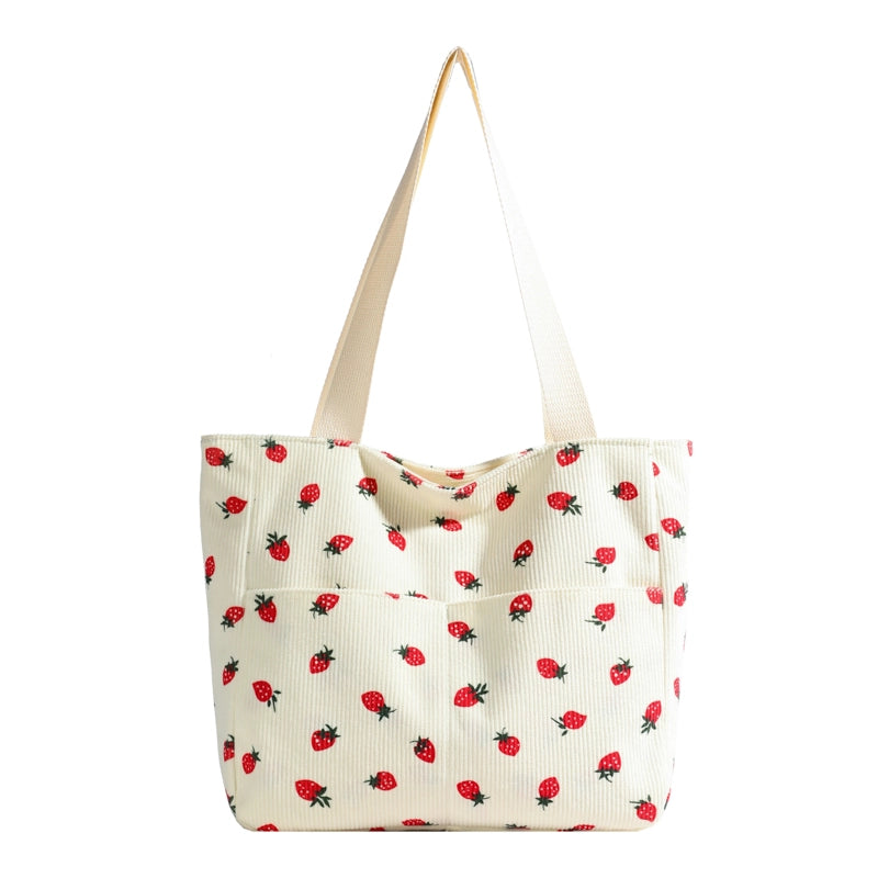 Women's Cloth Strawberry Bow Knot Streetwear Square Zipper Shoulder Bag