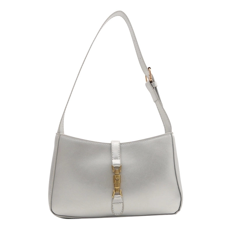 Women's Pu Leather Solid Color Classic Style Lock Clasp Shoulder Bag
