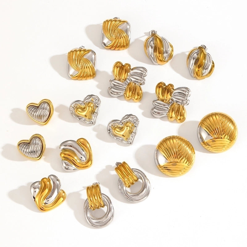 Fashion Popular Gold And Silver Color Matching Two-Color Geometric Stainless Steel Ornament Non-Fading Ornament Combination