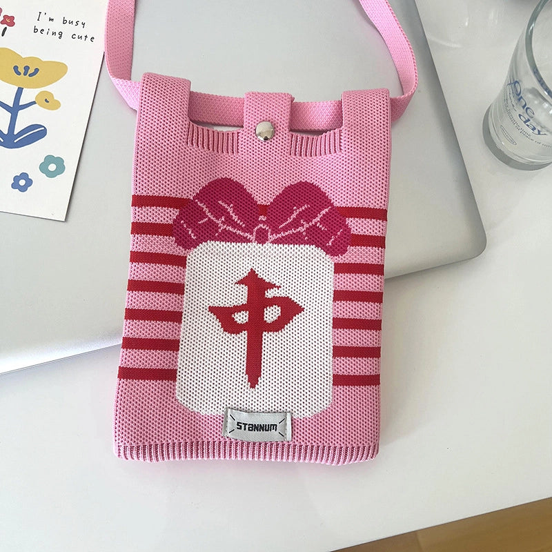 Women's Polyester Printing Animal Color Block Cute Square Buckle Shoulder Bag Phone Wallets