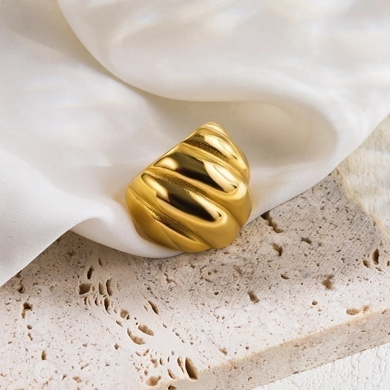 2 Pieces IG Style Minimalist Geometric 304 Stainless Steel 18K Gold Plated Plating Stainless Steel Rings