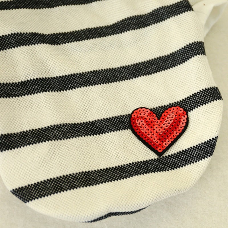 Heart Printed Striped Dog T-shirt