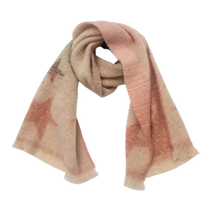 Women's Casual Minimalist Color Block Star Polyester Scarf