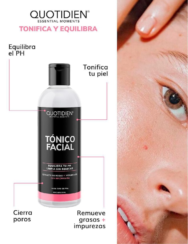 Kit Facial Limpiador + Tónico + Serum Vitamina C + Suero Acido Hialuronico + Gel Contorno de Ojos Quotidien Skin Care