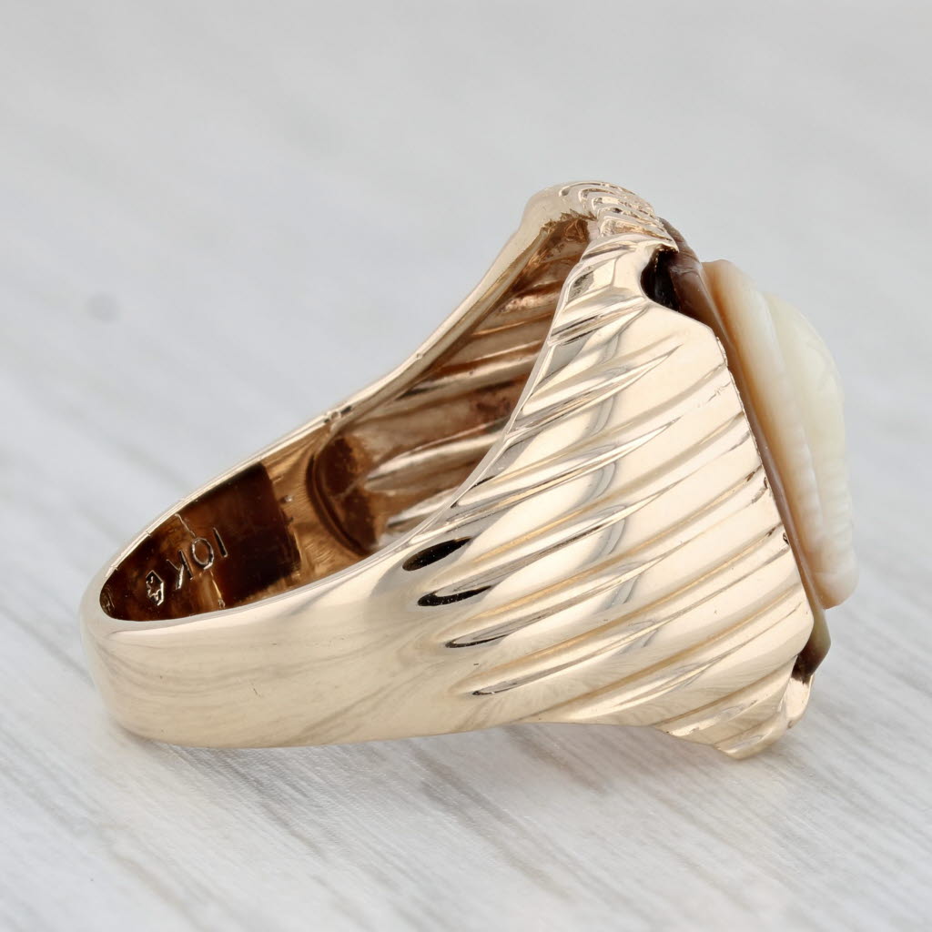 Mother of Pearl Cameo Ring 10k Yellow Gold Size 9.75