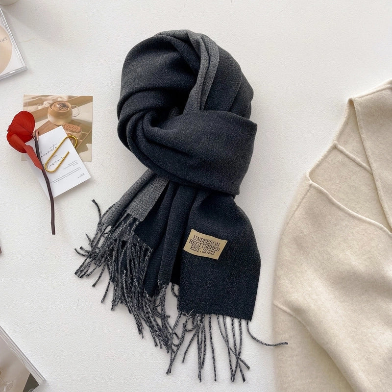Autumn And Winter New Light Luxury ~ Coat Mate Double-sided Solid Color Scarf Women's Style Cashmere-like Warm Shawl Scarf