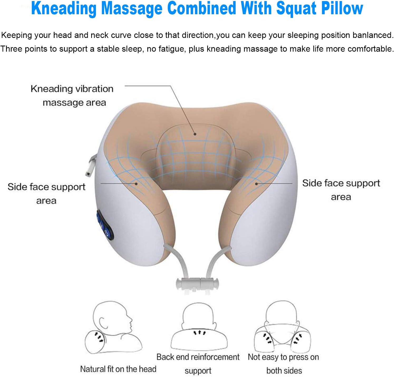 Portable Electric Neck Massager Soft Comfortable Breathable U-Shaped Foam Massage Neck Pillow