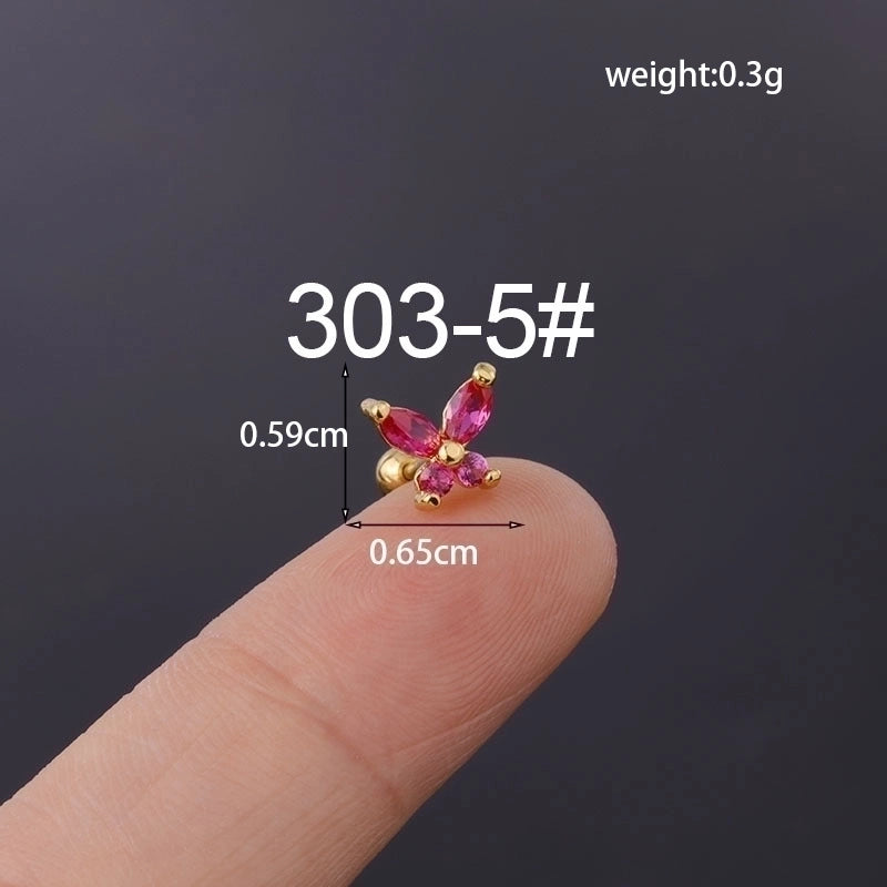 Ear Cartilage Rings & Studs Pastoral Insect Copper Plating Artificial Gemstones