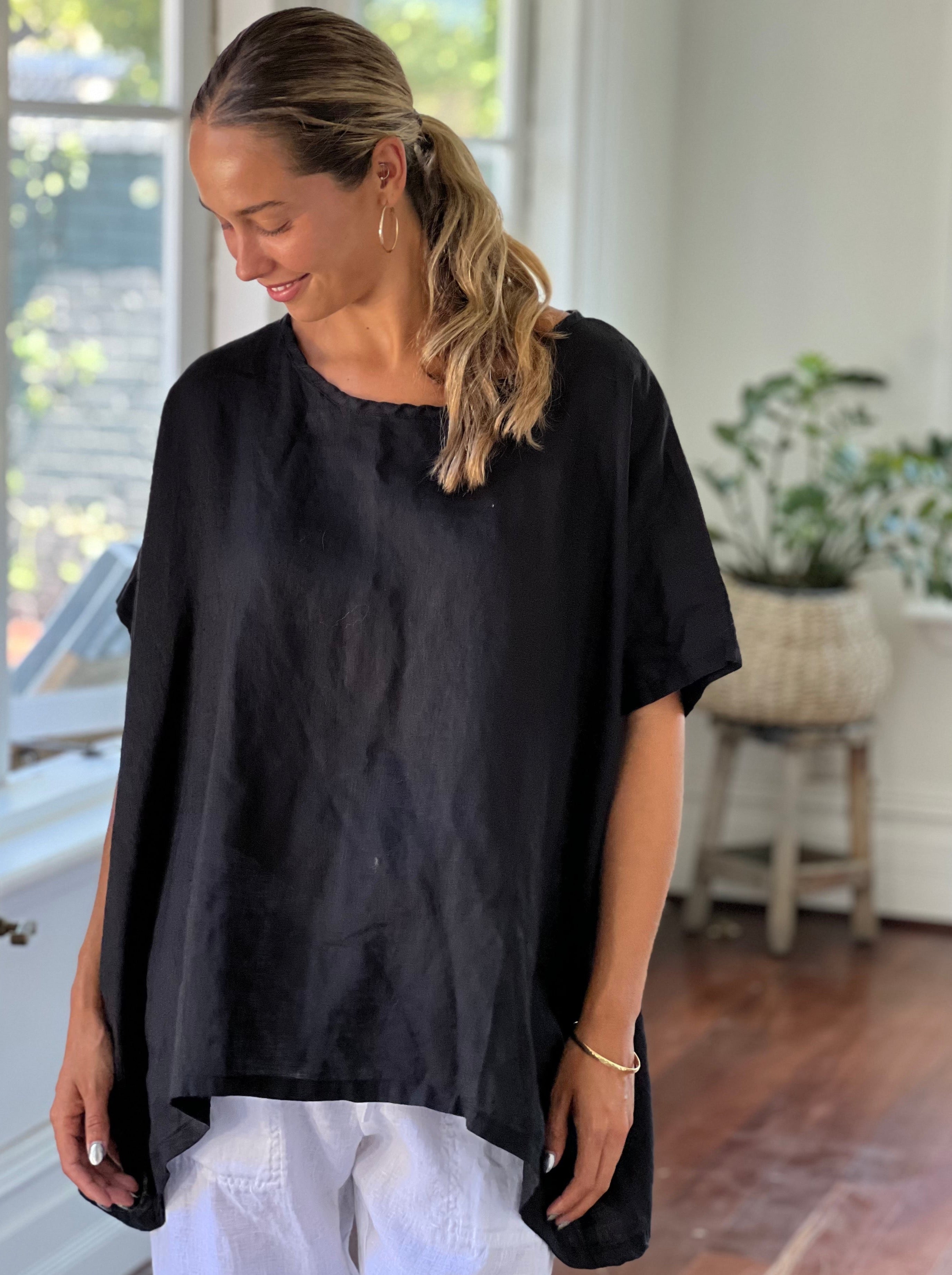 rachael top - black linen