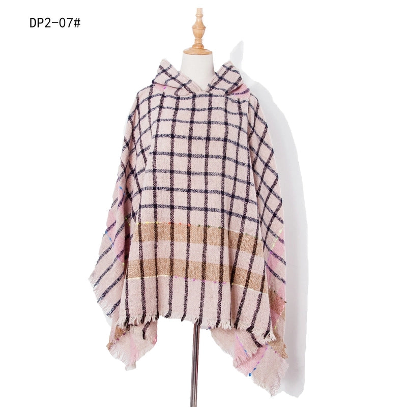 Unisex Streetwear Lattice Polyester Tassel Shawl