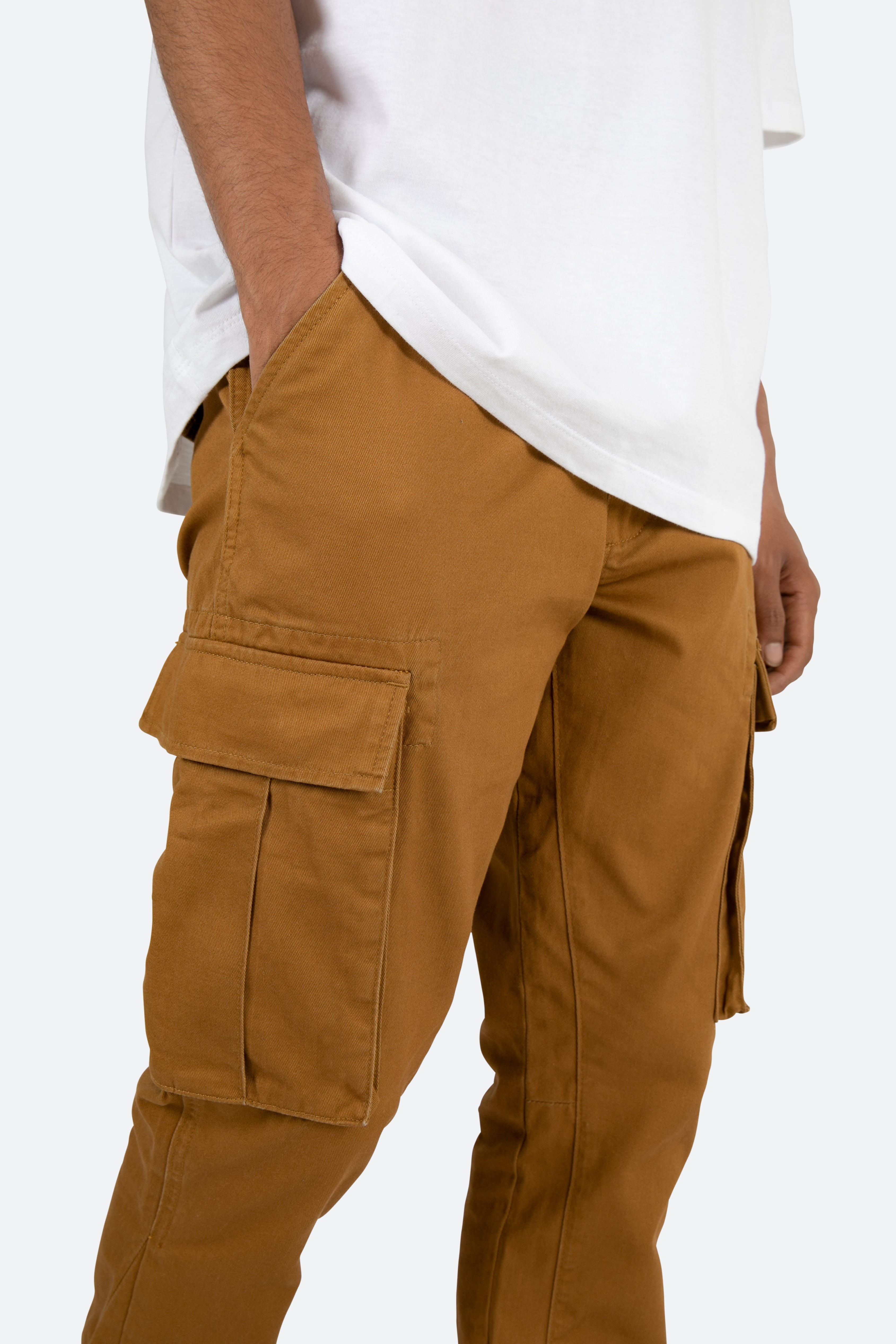 Twill Flare Cargo Pants - Brown